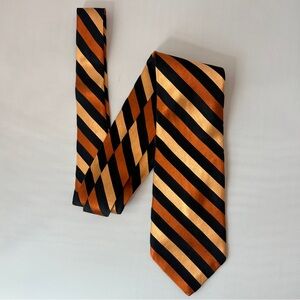 City of London Elegant Striped Black, Orange and Gold Men's Tie